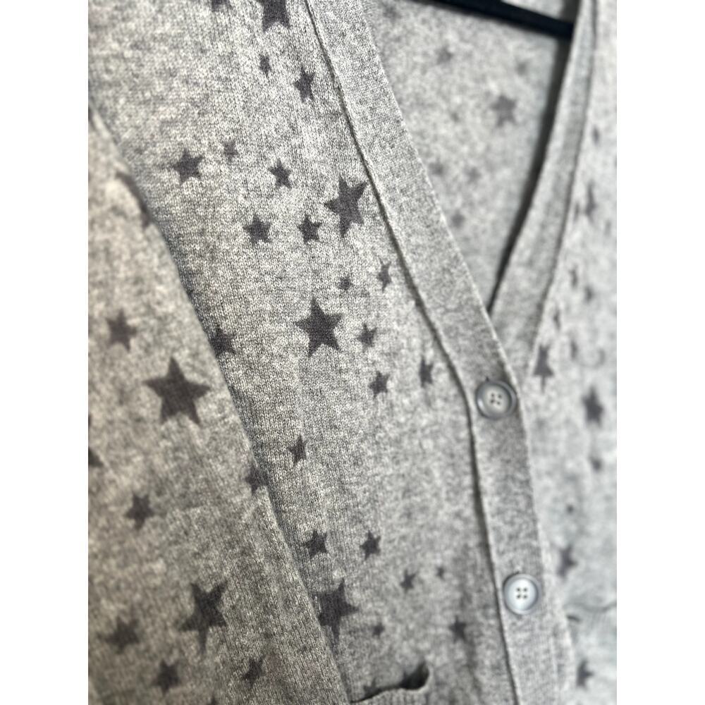 27 Miles Malibu 100% Cashmere Grey Cardigan Star Sweater Medium - Picture 2 of 6